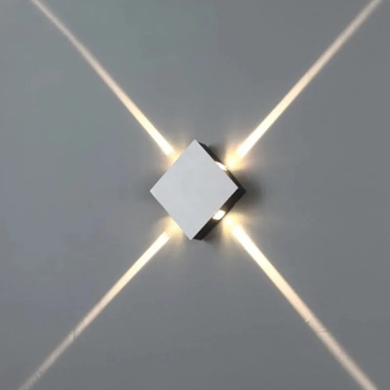 Modern square and round LED wall light with iron shade and aluminium frame