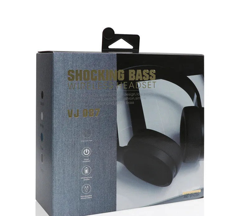 Wireless Bluetooth over-ear headset shown in black, with visible ear cup and headband.