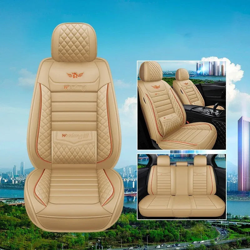 Leather car seat cushion with high elastic sponge filler in universal 65x55cm size