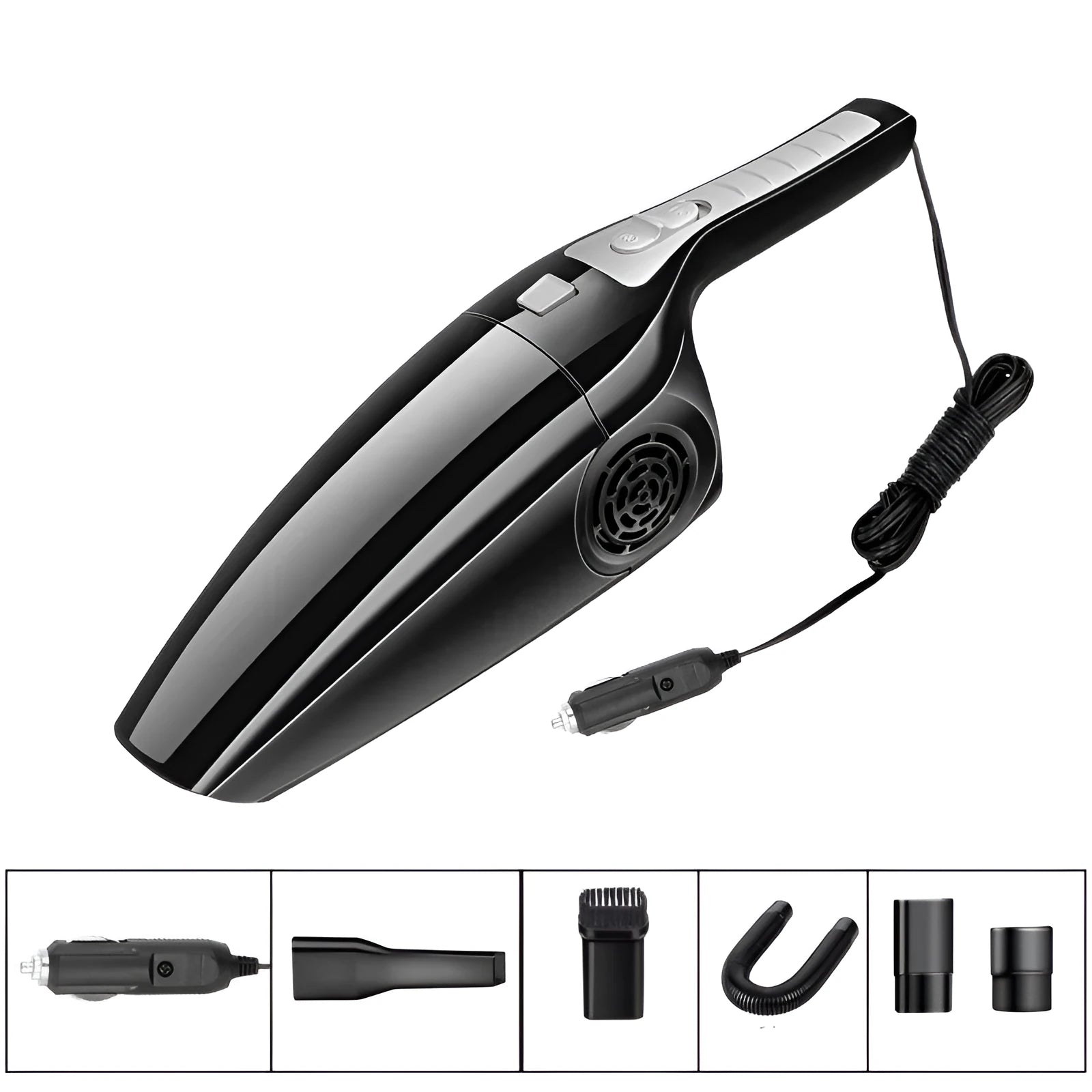 PoHigh Hypa 8th generation black car vacuum cleaner with compact design