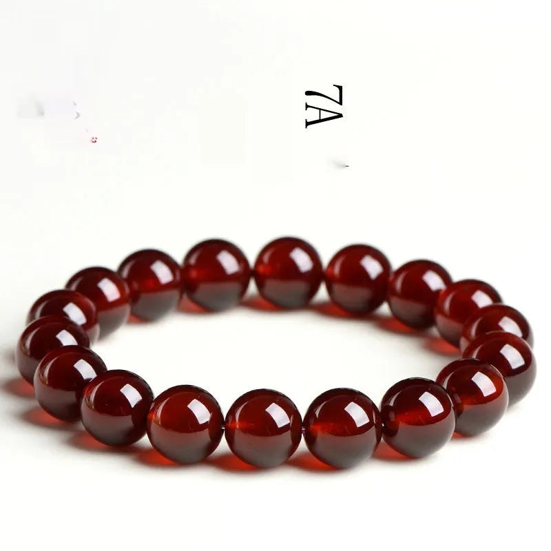 Natural orange red garnet crystal ball bracelet with retro Ruyi design and unisex styling