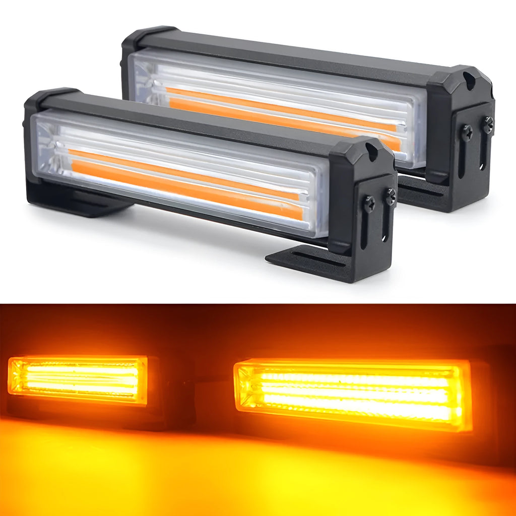Yellow circular LED strobe warning light with 160mm diameter for 12-24V vehicle installation