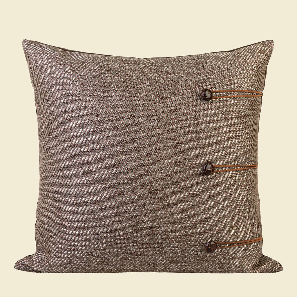 Chinese ancient style 45x45cm square pillow cushion with geometric pattern in Maillard colours