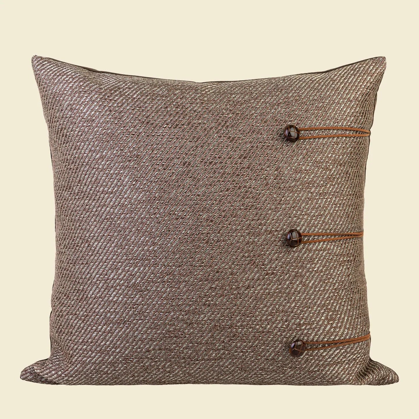 Chinese ancient style 45x45cm square pillow cushion with geometric pattern in Maillard colours