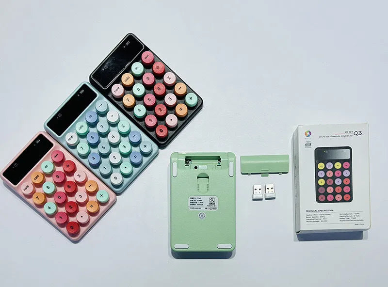 Mini portable wireless digital keyboard in macaron colours with ABS construction