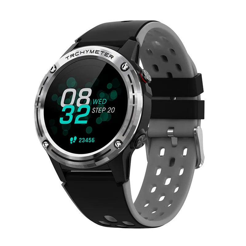 Outdoor sports smart watch with 1.3-inch screen and blue silicone wrist strap.