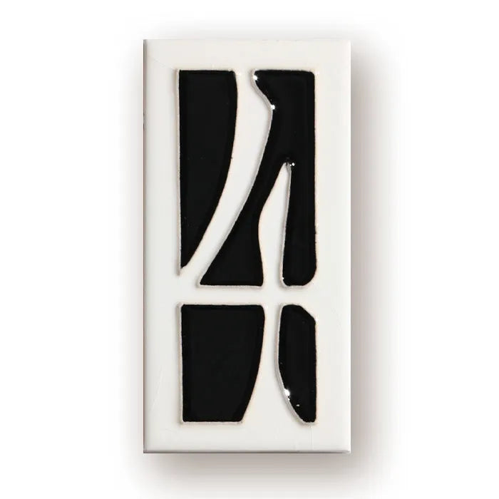 Handmade retro-style ceramic door number plaque with enamel finish, shown with the number 5.