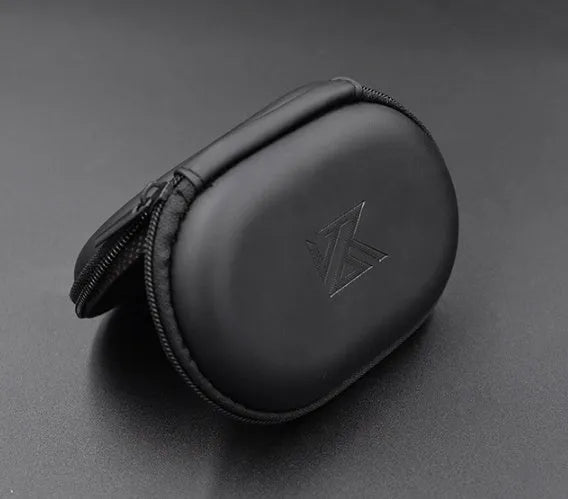 Black oval leather earphone storage bag with carry handle for EDX PRO and ZEX PRO headphones