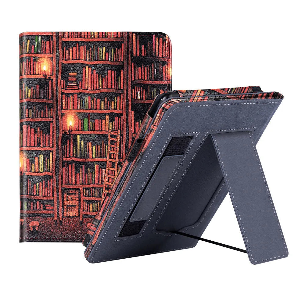 Kindle Paperwhite 5 calf leather case with wrist splint bracket in black