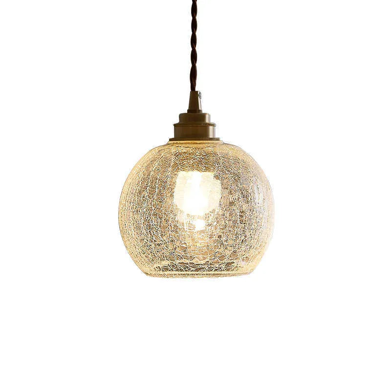 Retro brass and glass ball chandelier ceiling light with compact 17.5 by 15cm dimensions