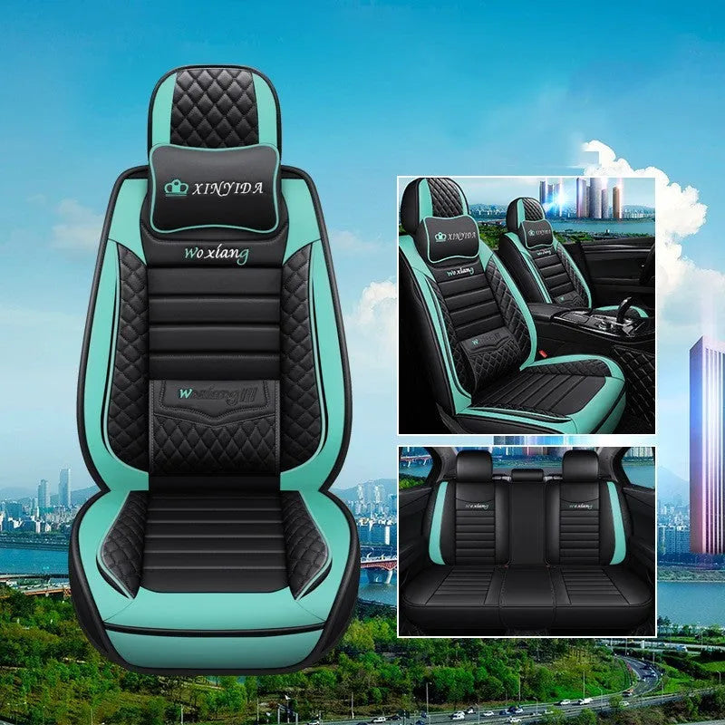 Leather car seat cushion with high elastic sponge filler in universal 65x55cm size