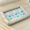 Pet dog cooler sandwich enclosure mat in Grey Pineapple colour on floor