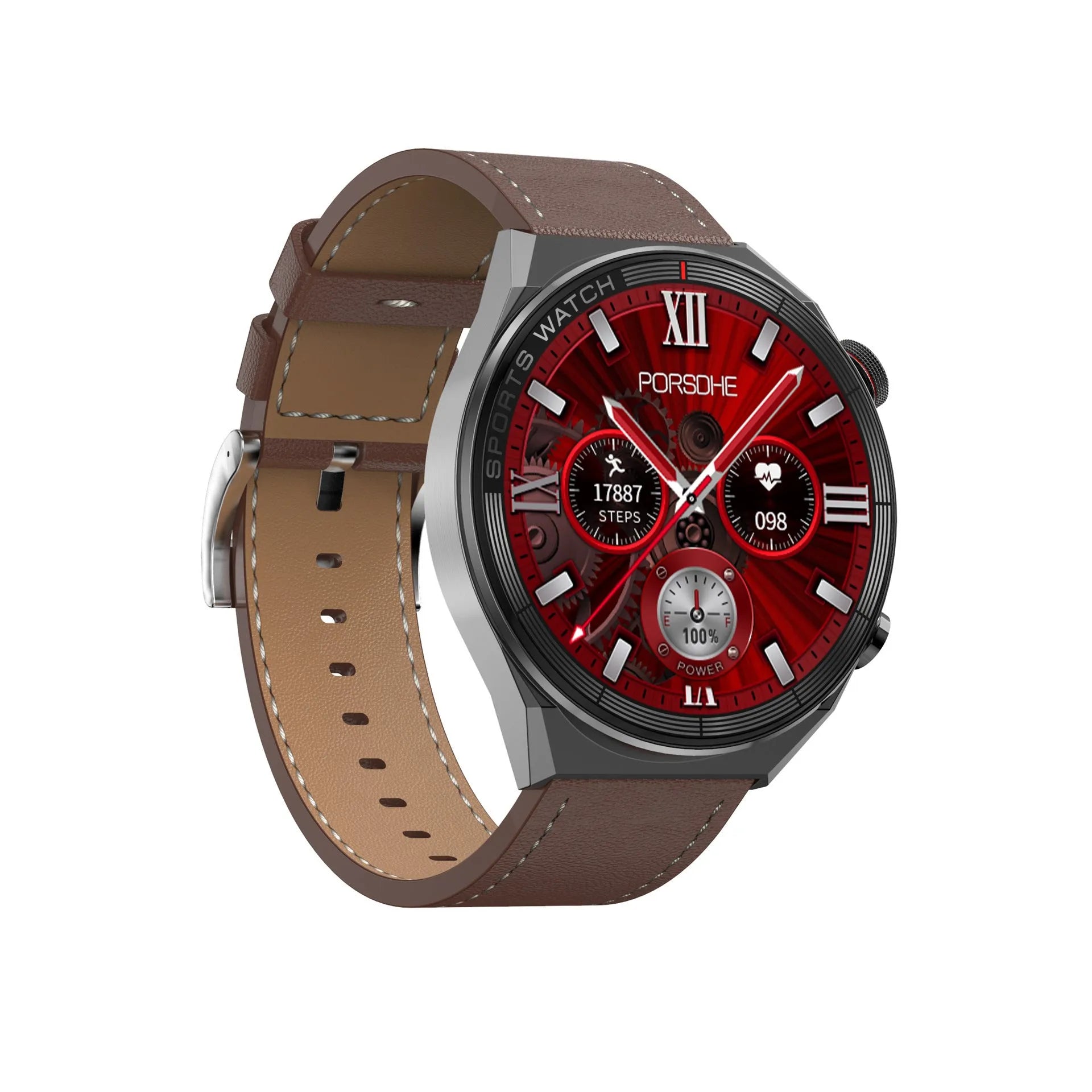 Large screen Bluetooth smart watch with calling function shown in black or silver with multiple strap options