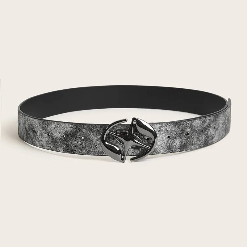 Retro women's belt with oval alloy buckle and thick 4cm PU leather strap in vintage colours