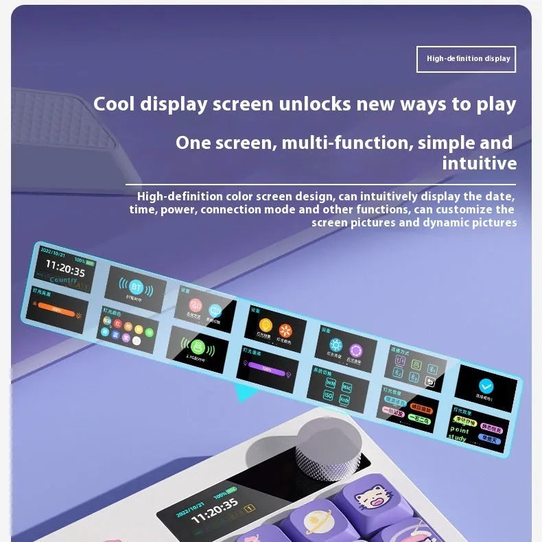 Mechanical keyboard with RGB backlight and sublimation-printed keycaps in compact design