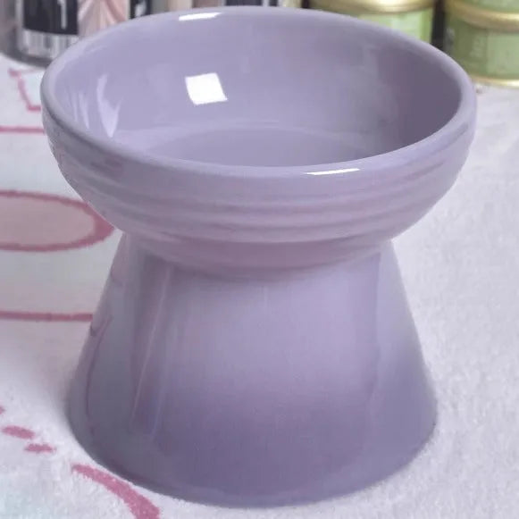 Ceramic pet bowl with raised base and various rim shape options