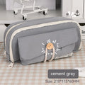 Green canvas pencil case with large capacity for pens in Korean style