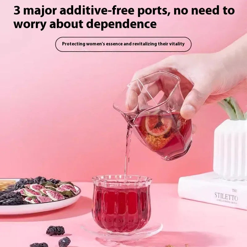 Box of mulberry and wolfberry herbal tea bags with a free drinking cup, showing 120g net weight.