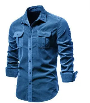 Men's loose fit linen long sleeve shirt in multiple colours with Asian and UK sizing options