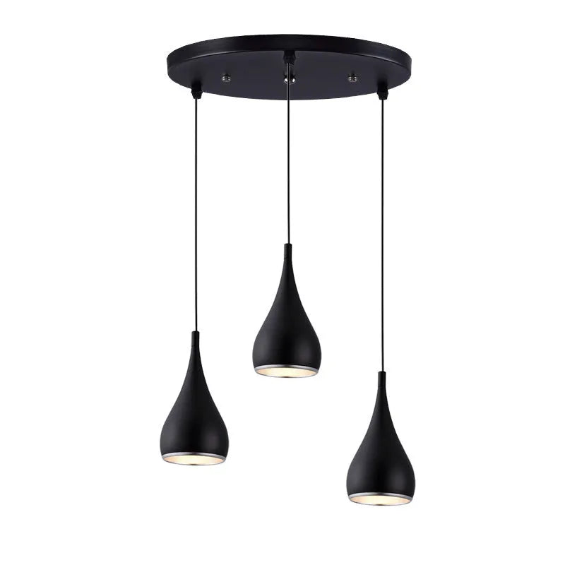 Minimalist iron chandelier with adjustable heads in black finish for bedroom or living room lighting