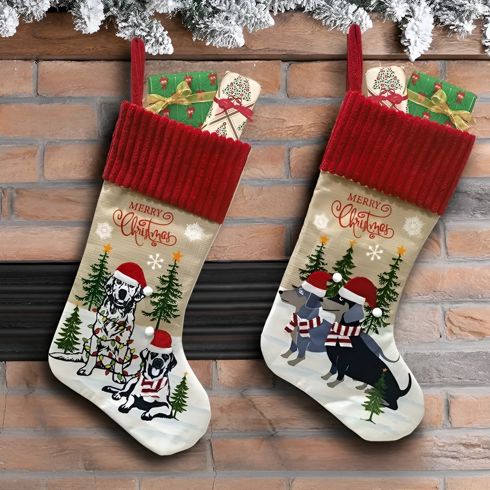 Cloth Christmas tree pendant ornament measuring 46cm by 28cm in pastoral and American styles