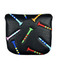 Black and white golf square putter protective sleeve made of PU leather.