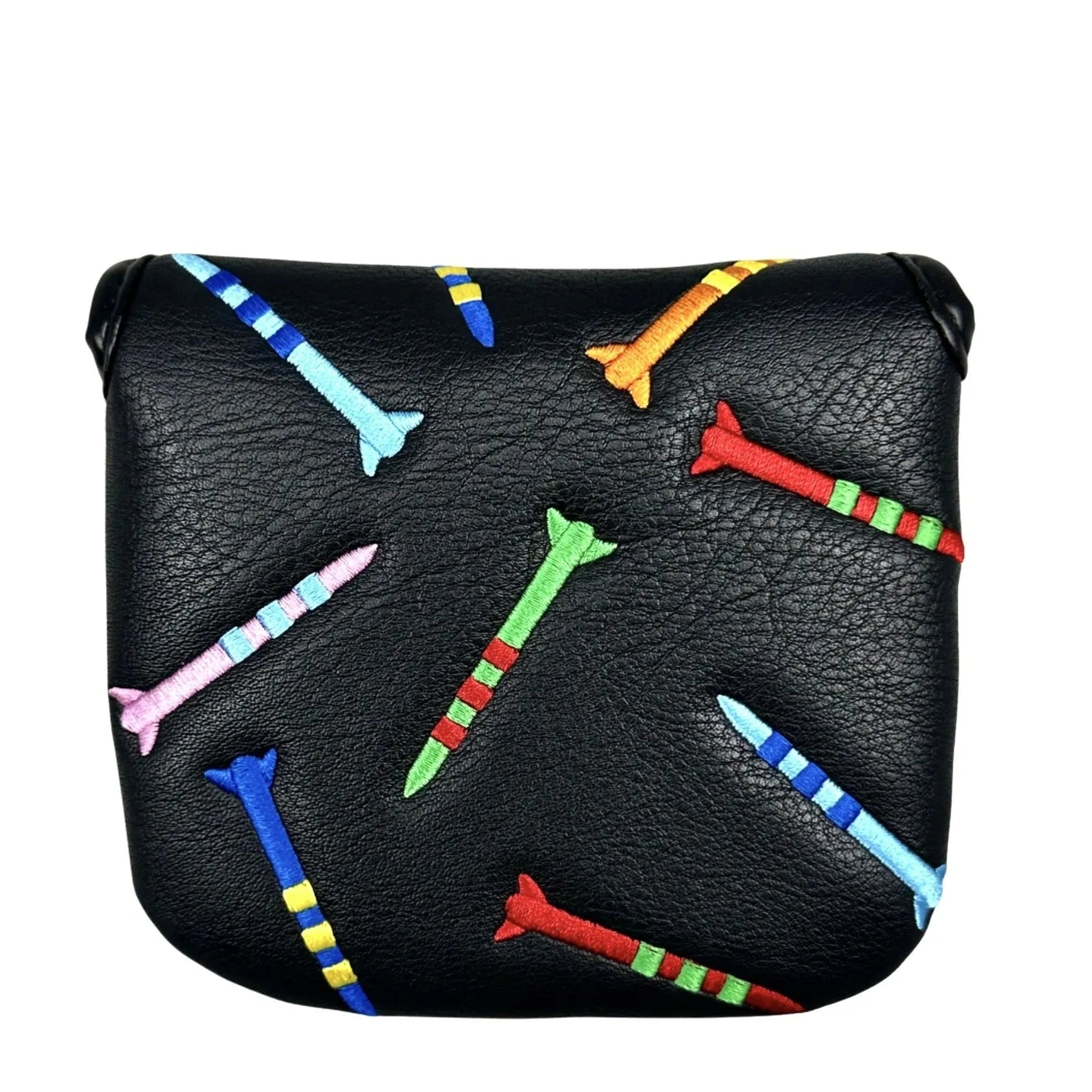Black and white golf square putter protective sleeve made of PU leather.