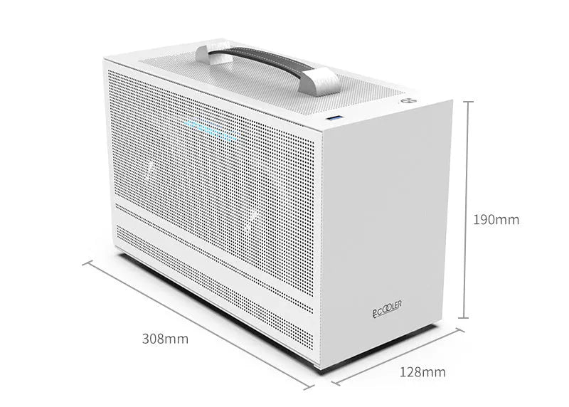 Hummingbird PRO mini-ITX desktop computer chassis in titanium grey and white colour options