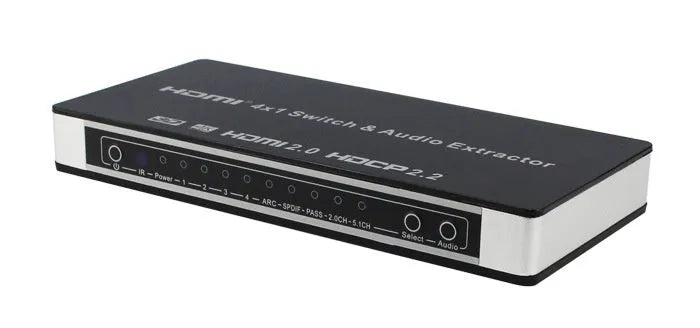 Black HDMI 4x1 switch with remote control for home theatre video switching
