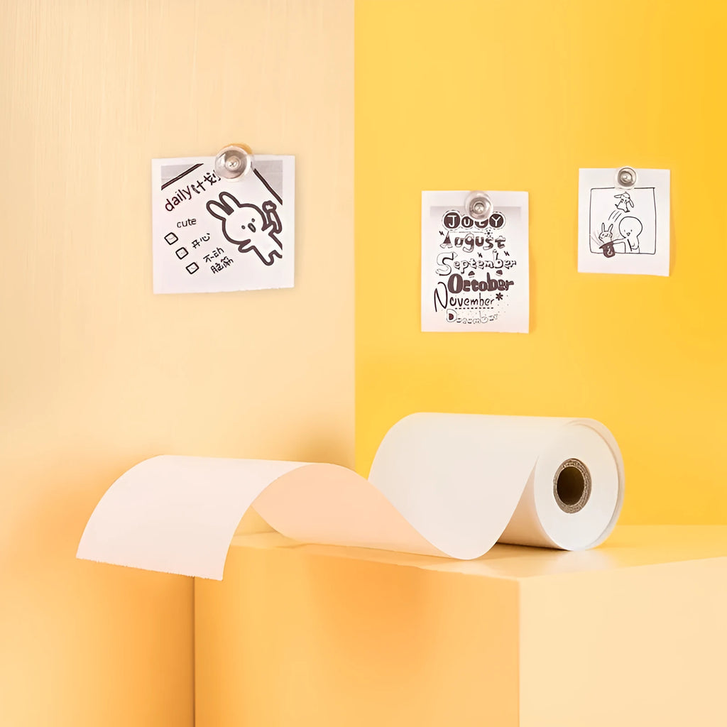 Three rolls of 57x30mm white thermal paper for small thermal printers in retail packaging