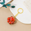 Natural crystal cat's paw keychain with small pendant and gemstone beads