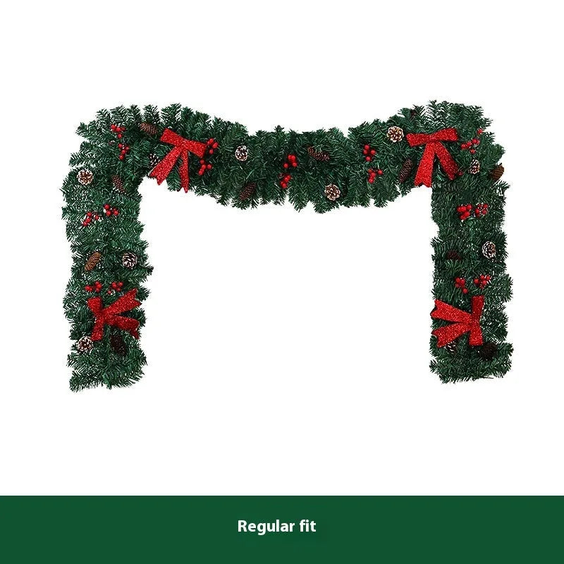PVC rattan Christmas cane decoration with pine cone and bow design in European modern art style