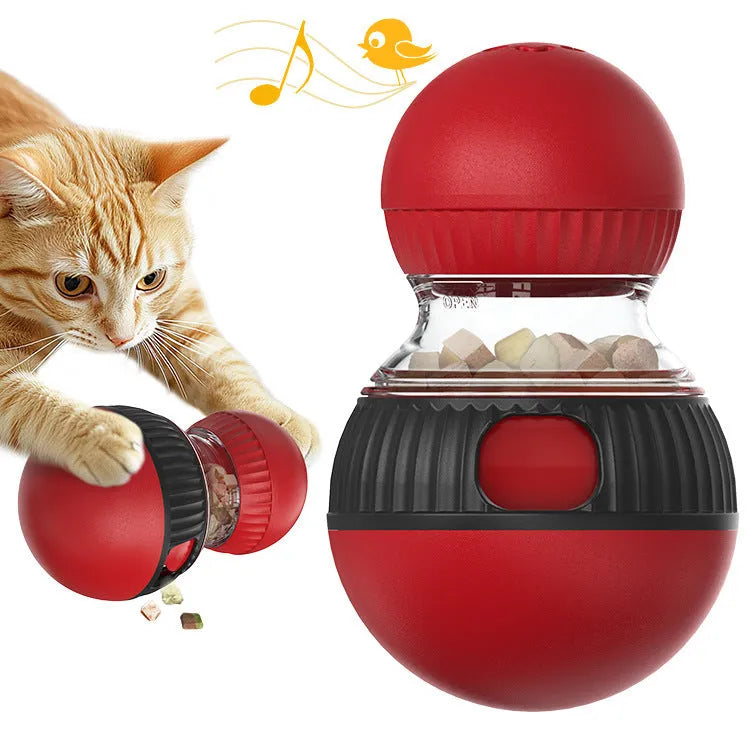 Rotating plastic cat toy with super ball colour design measuring 155mm by 87.5mm