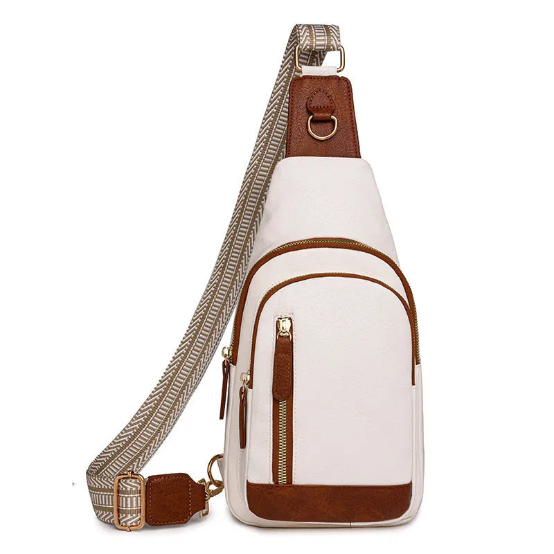 Women's soft PU leather crossbody messenger bag in street style with open pocket