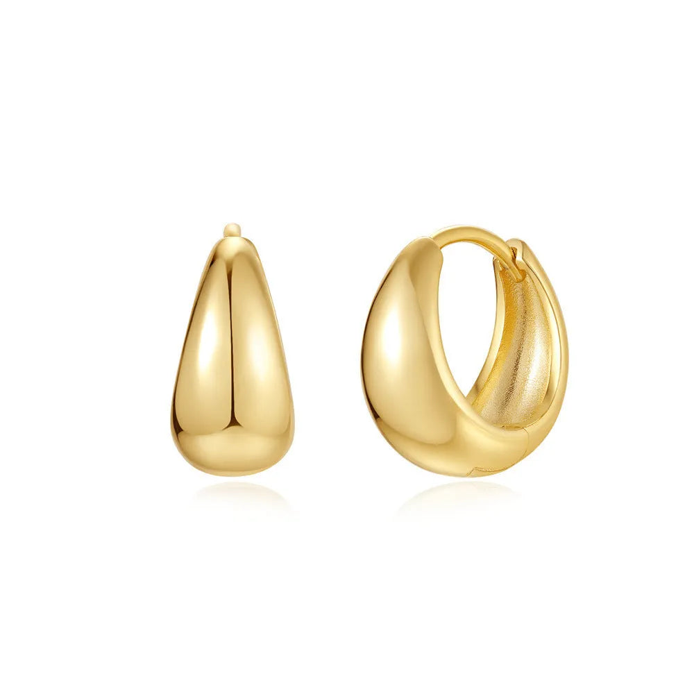 Golden electroplated brass earclip earrings with geometric round design