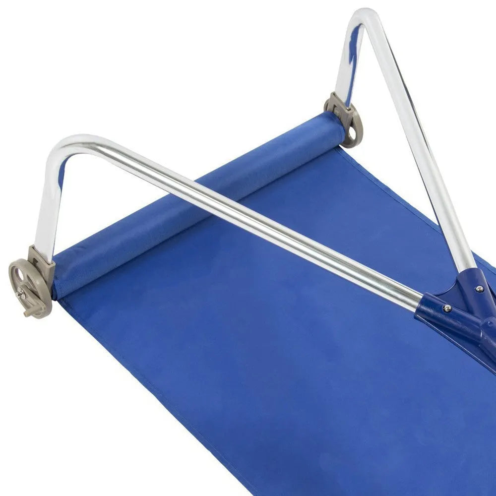 Blue roof snow removal rake with retractable aluminum pole and Oxford cloth on a snow-covered roof