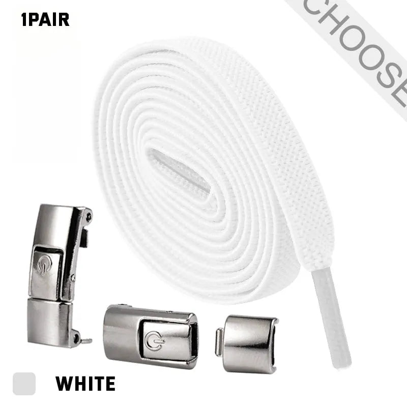 8mm wide press lock elastic shoelaces with flat profile and soft cotton construction
