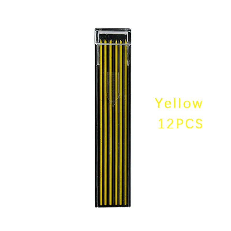 Boxed set of twelve coloured 0.7mm mechanical pencil refill leads in plastic tubes