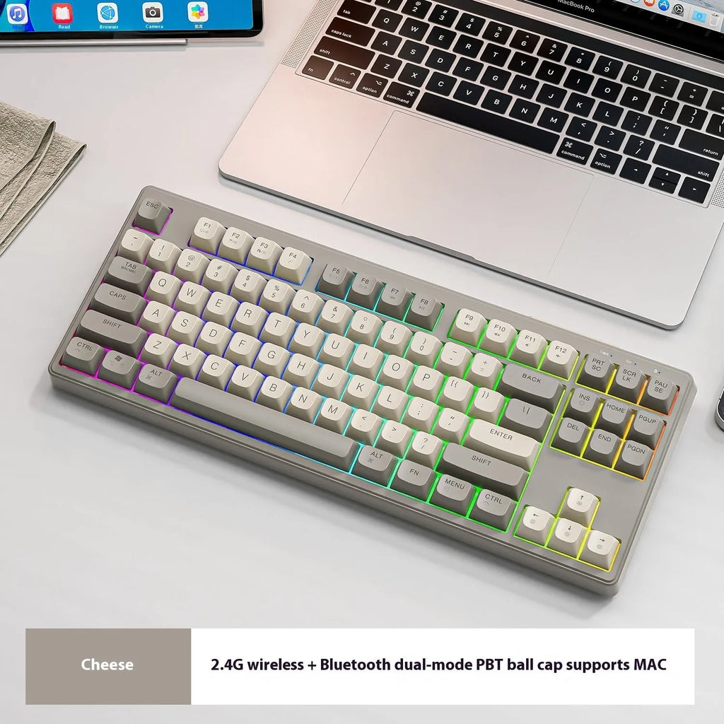 Free Wolf M87 wireless Bluetooth dual-mode keyboard in compact 38cm ABS plastic design