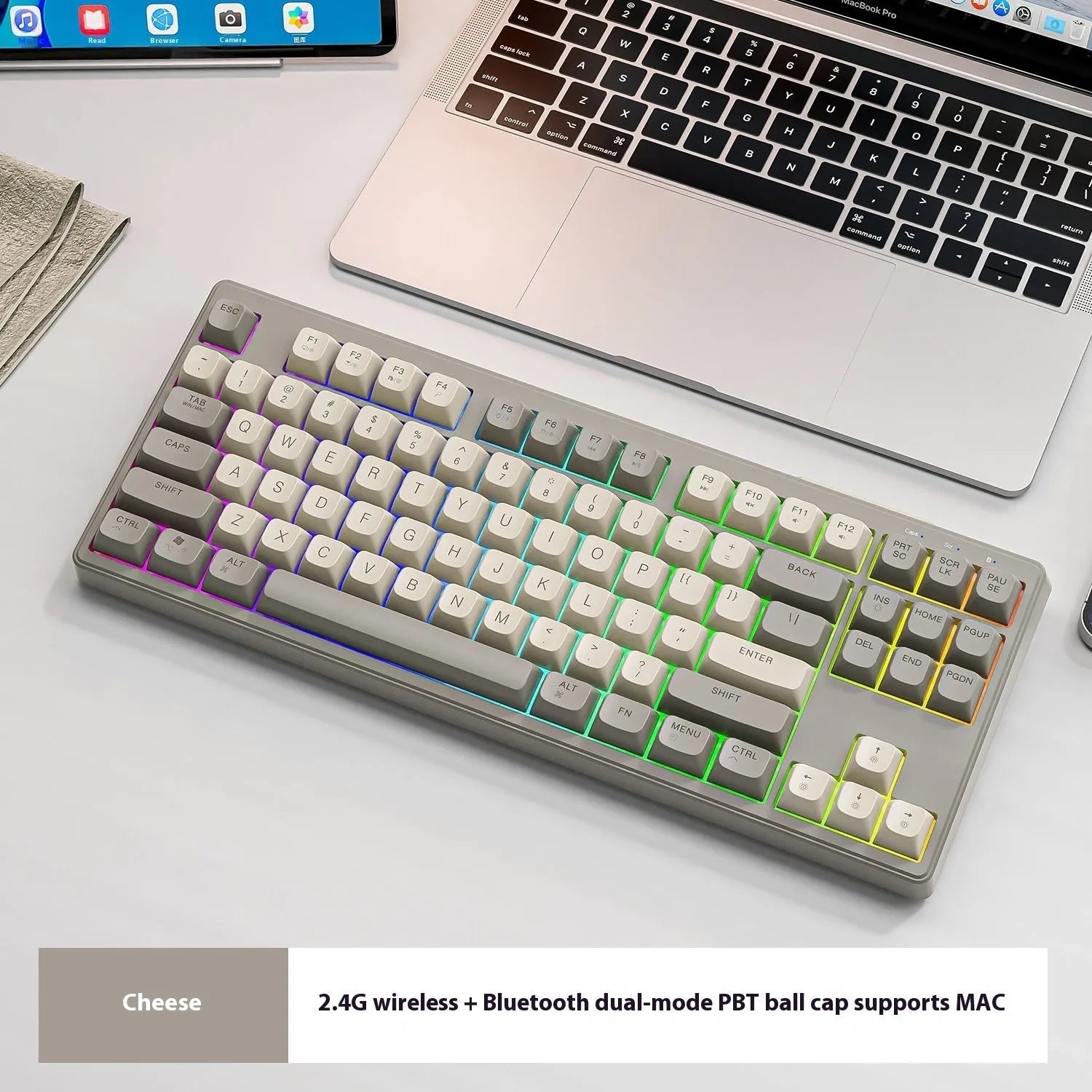 Free Wolf M87 wireless Bluetooth dual-mode keyboard in compact 38cm ABS plastic design