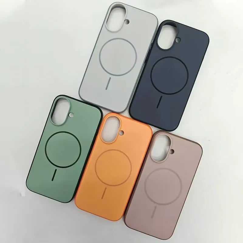Frosted magnetic iPhone case with AI photography button in blue colour for iPhone 16 and 17 models