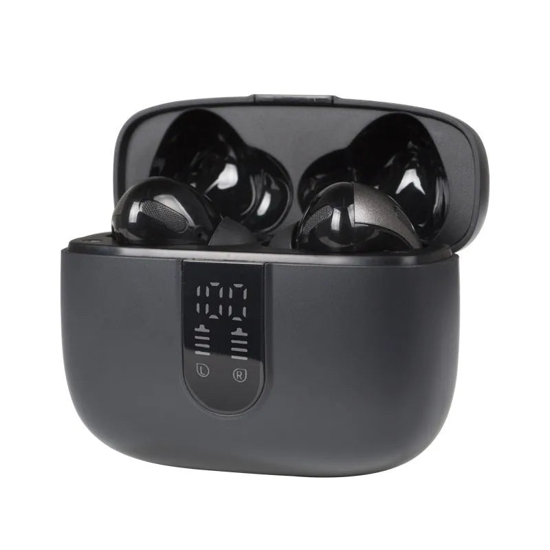 Jerry X08 wireless Bluetooth in-ear headset with digital display showing pairing status