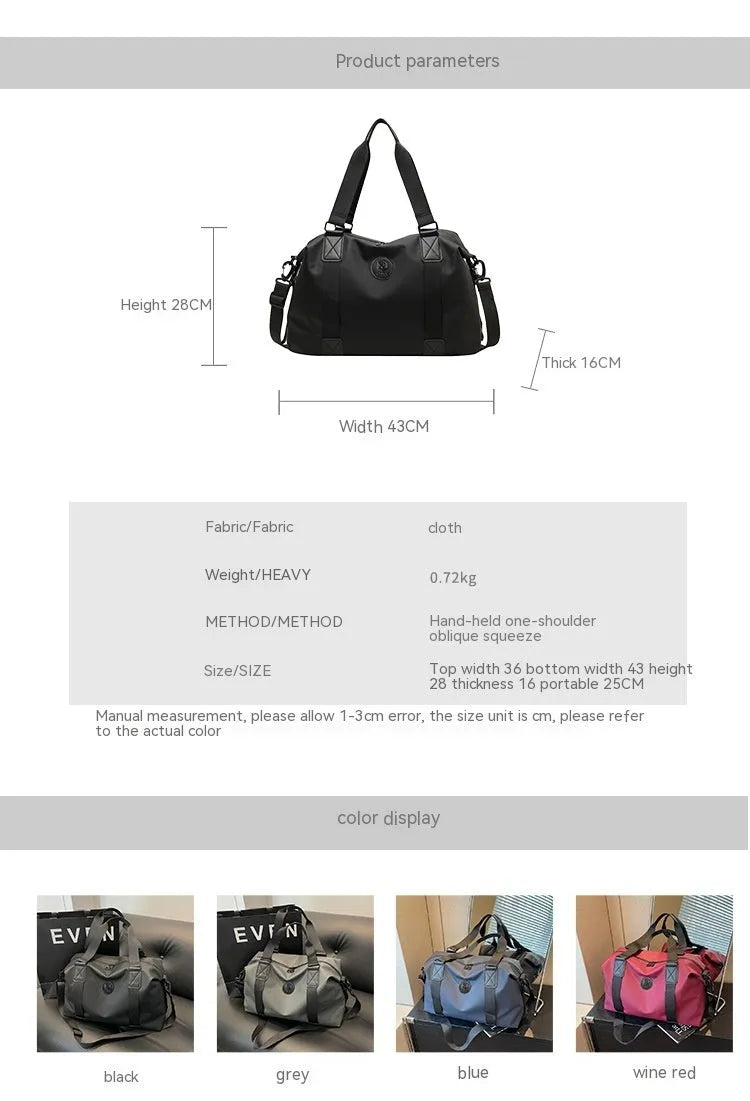 Waterproof Oxford cloth travel bag with 36-55 litre capacity in solid colour design