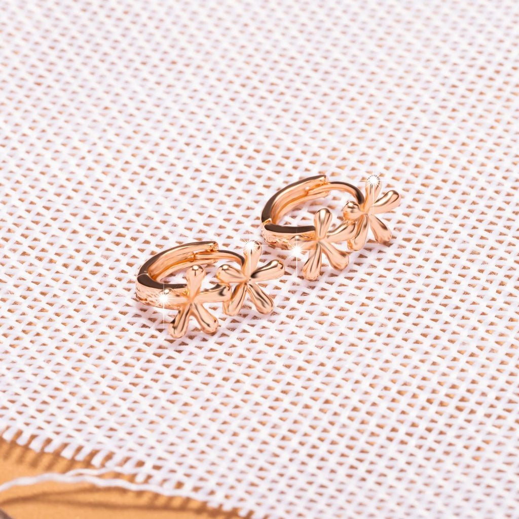 Circular rose gold electroplated waterdrop flower earrings for women