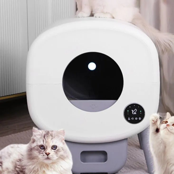 Automatic self-cleaning cat litter box with 13L waste storage capacity and ABS plastic construction