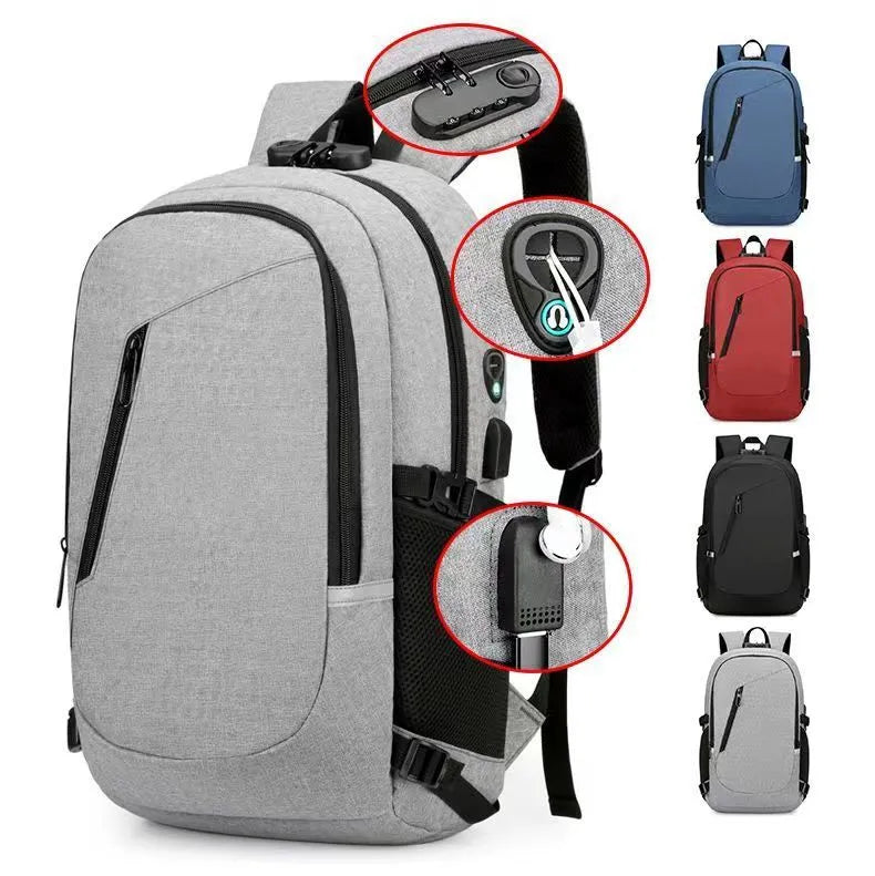Oxford cloth computer backpack in blue with 20-35L capacity and 50x31x19cm dimensions