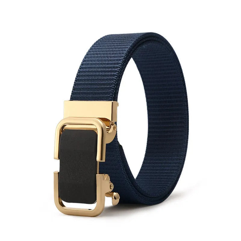 Toothless nylon canvas men's belt with alloy buckle in multiple colour options