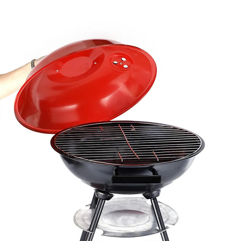 14-inch portable barbecue grill with iron construction and apple stove design for outdoor cooking