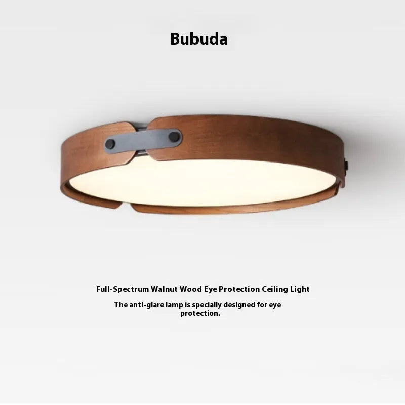 Japanese-style wooden ceiling lamp with PMMA shade in log and walnut finishes