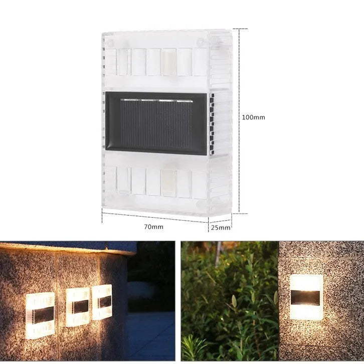 Solar garden wall light with upward and downward LED illumination for outdoor decorative lighting
